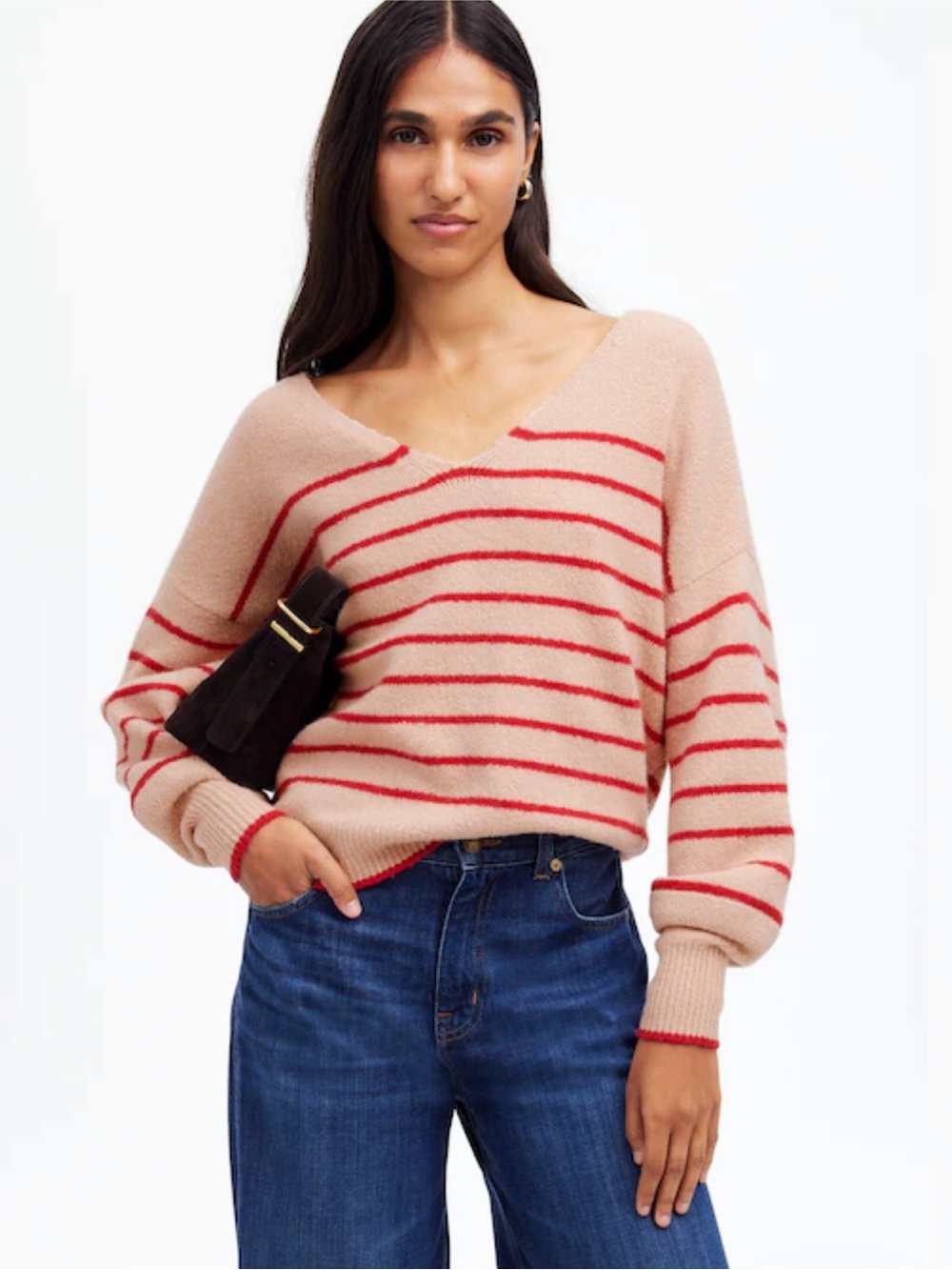 MADEWELL Striped V-Neck Sweater